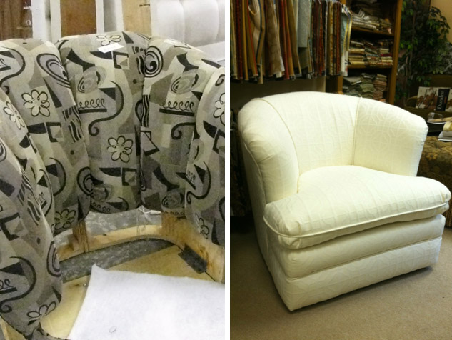 Before & After Reupholstered Chair