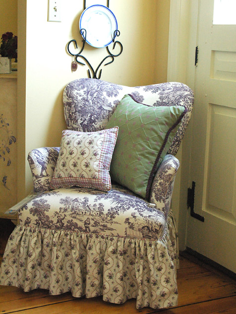 Reupholstered Chair with Custom Pillows