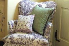 Reupholstered Chair with Custom Pillows